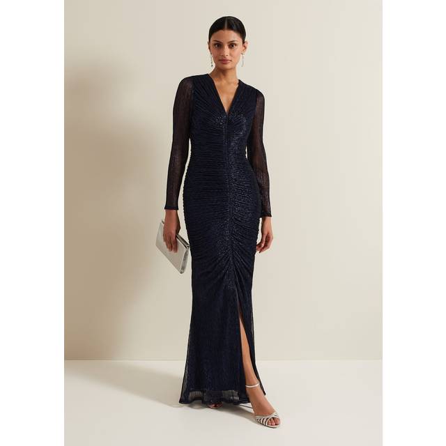 Phase Eight Shannia Shimmer Maxi Dress, Blue