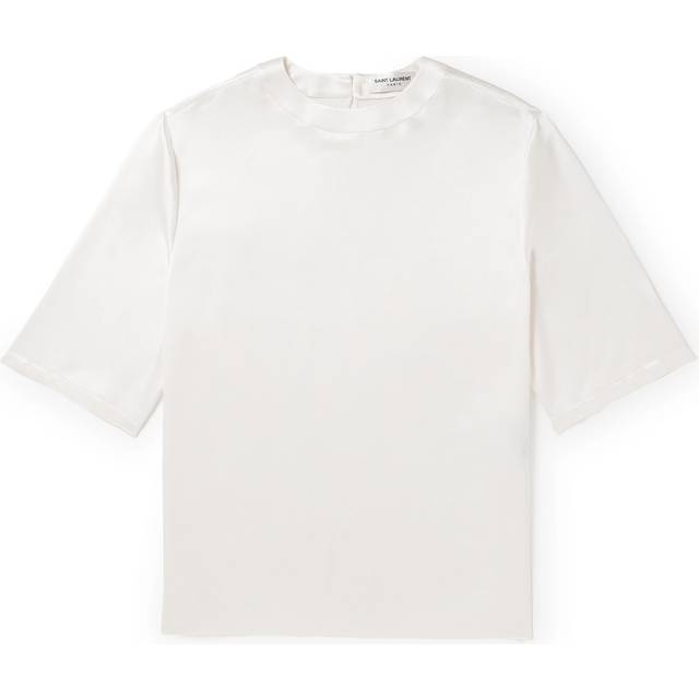 SAINT LAURENT Satin T-Shirt - Cream