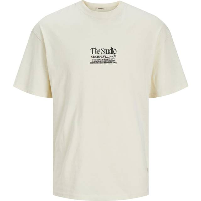 Tryck Rundringning T-shirt - Vit - XXL