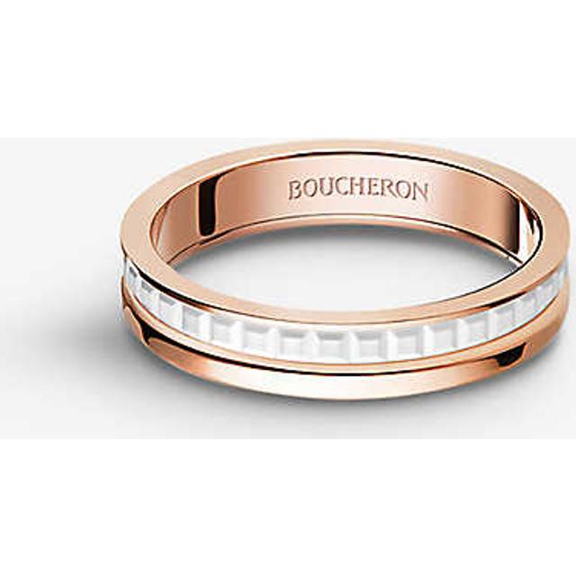 Boucheron Womens Pink Quatre White Edition 18ct Pink-gold and Ceramic Wedding Band 57mm - PINK