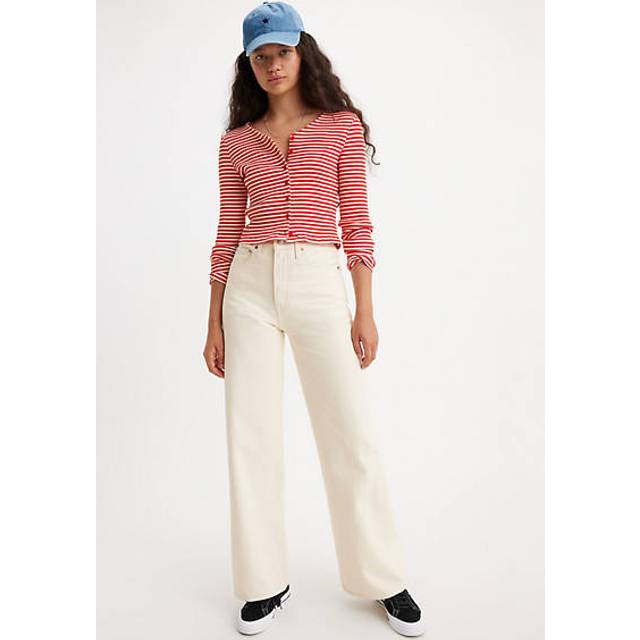 Ribcage Jeans med vida ben - Cream / Barely Freezing - 26X32