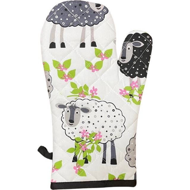(Sheep) Animal Themed Quilted Gauntlet Pot Holder Oven Glove Mitt