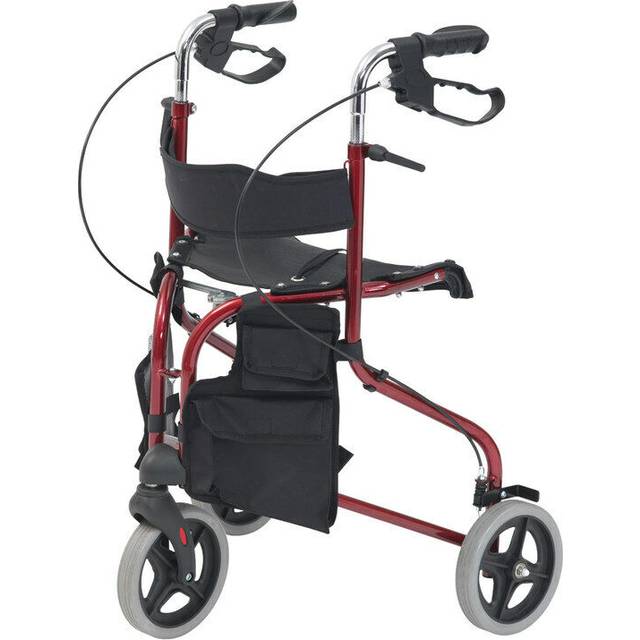 DRIVE DEVILBISS HEALTHCARE Tri-Walker Walking Aid with Seat and backrest, Red