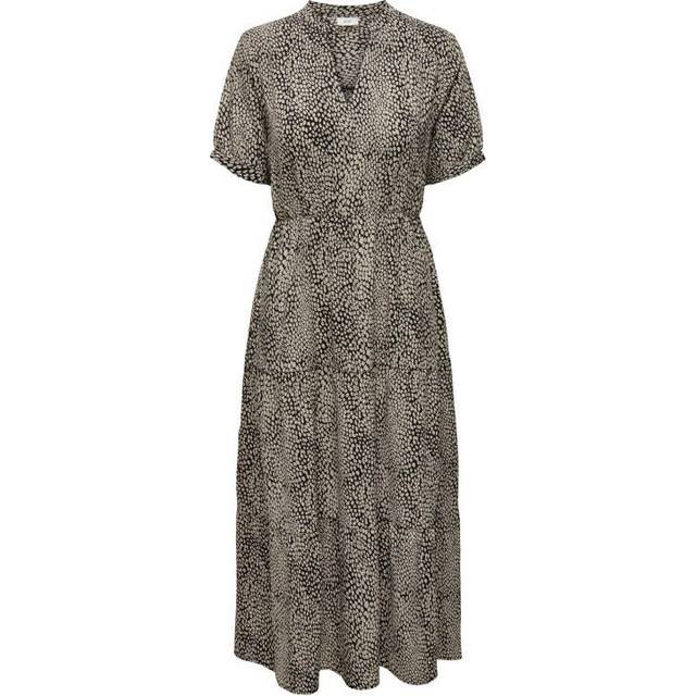 Floral Print Maxi Dress - Black Print - XS
