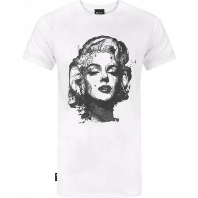 (S, White) W.C.C Unisex Adult Marilyn Monroe Longline T-Shirt