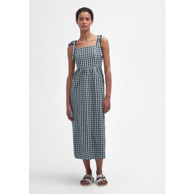 Barbour Abigail Gingham Cotton-Seersucker Midi Dress - UK 12 - Multi
