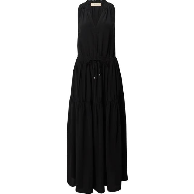 Black V-Neck Ruffle Dress