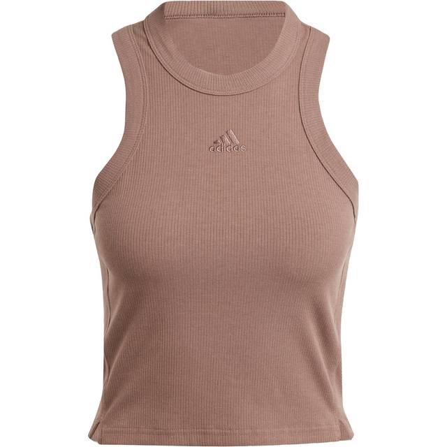 Lounge Ribbed Crop Tank Top - Earth Strata - M
