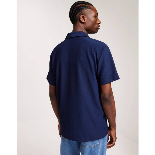 Selected Homme Slhloose-Plisse Resort Ss Shirt Ex Svarta skjortor Blå