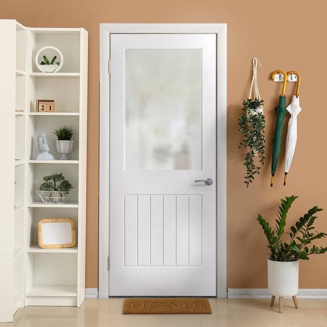Liberty Doors White Internal Primed Cottage 1 Panel 1 Light Obscure Glass Made-to-Measure Door