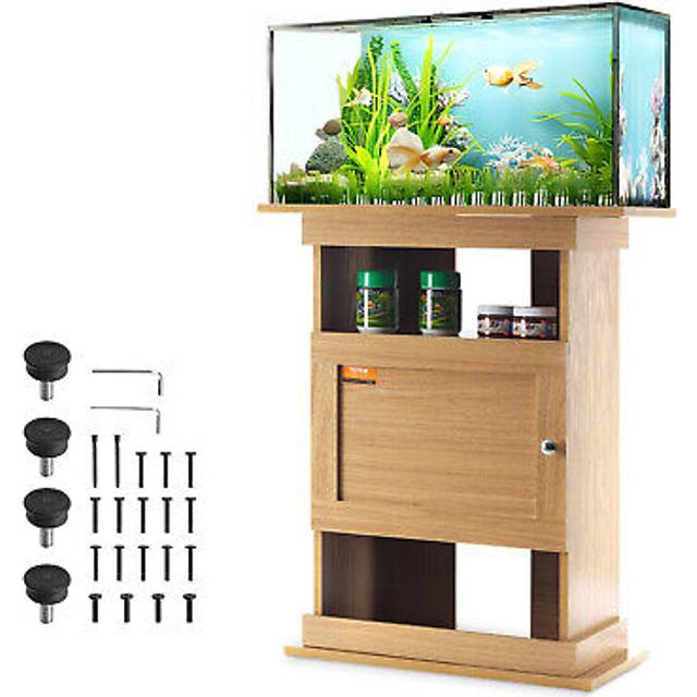 VEVOR Aquarium Stand, 20 Gallon Fish Tank Stand, 25.2 x 15.7 x 28.3 in MDF Turtle Tank Stand, 167.6 lbs Load Capacity, Reptile Tank Stand with Storage, Cabinet and Hardware Kit, Basswood Color