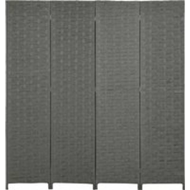 Homcom 4-panel Room Dividers, Wave Fibre Freestanding Folding Privacy Screen Panels, Partition Wall Divider 170 Cm, Grey