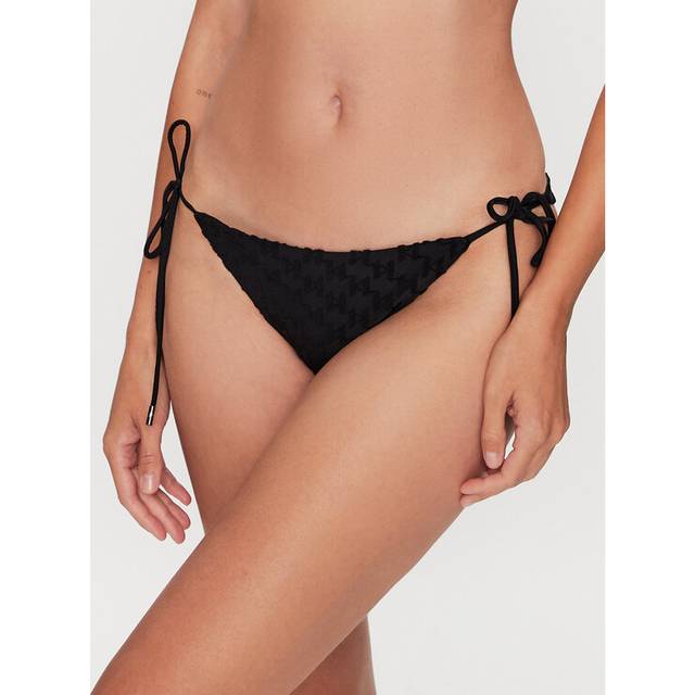 Karl Lagerfeld, Monogram String Bikini Bottoms, Woman, Black, Size: L