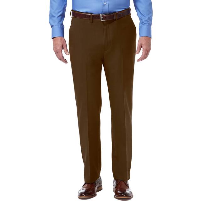 Haggar Men's Premium Comfort Classic Fit Flat Front Dress Pants-Regular and Big & Tall Sizes  Mocha  42W x 29L