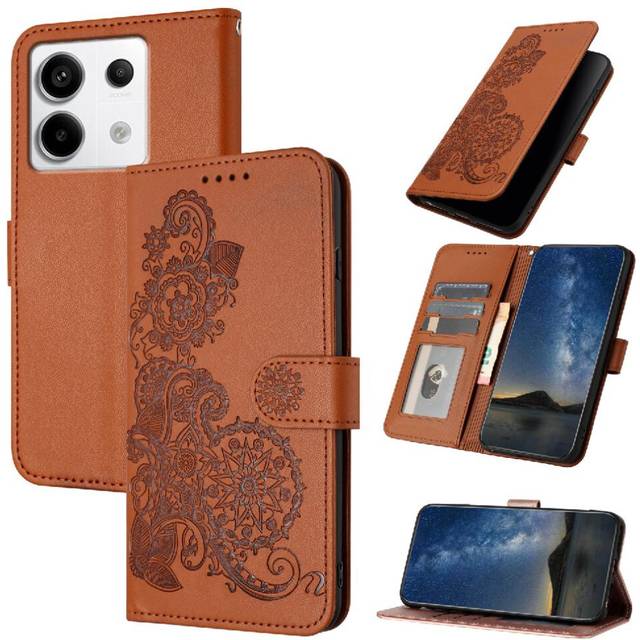 (Brown) Case For Xiaomi Redmi Note 13 Pro 5G Kickstand Protective Flip Folio Book PU Leather Magnetic Closure With Card Slot Stand