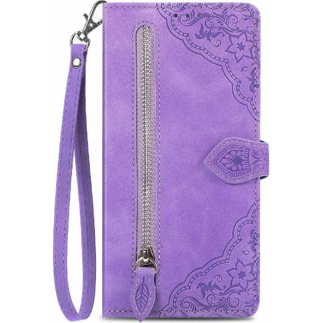 (Purple) Case for Honor X7b Flip Zipper Style Wallet Multi-card Slot Multi-color Business