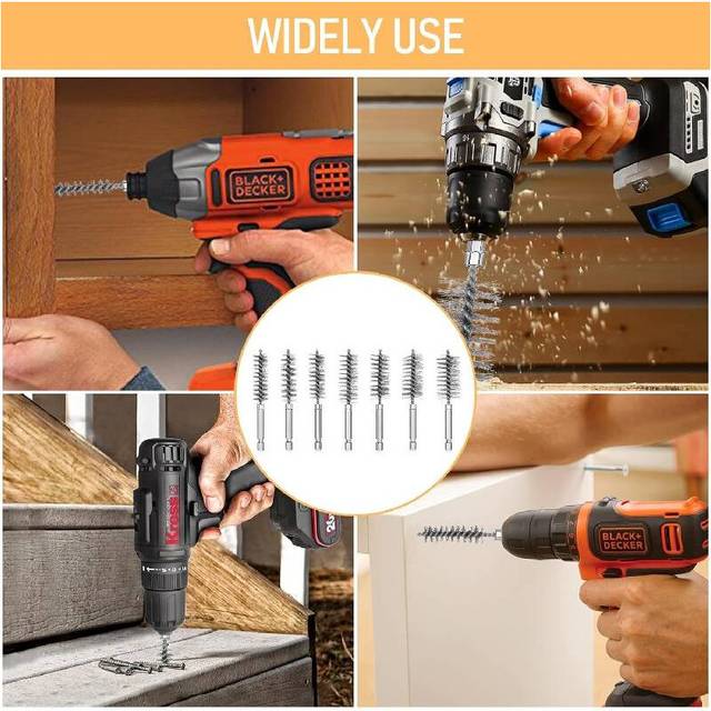 Stainless Steel Wire Brush Drill Attachment Set Bore Brush Rust Pipe Cleaner