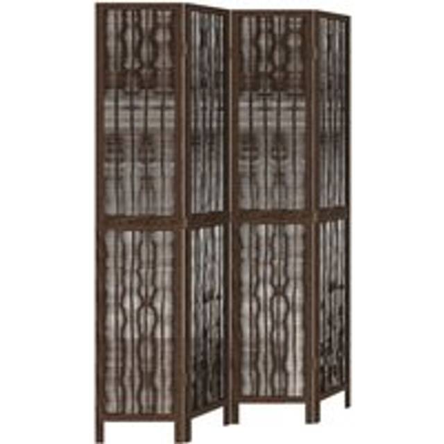 vidaXL Room Divider 4 Panels Dark Brown Solid Wood Paulownia