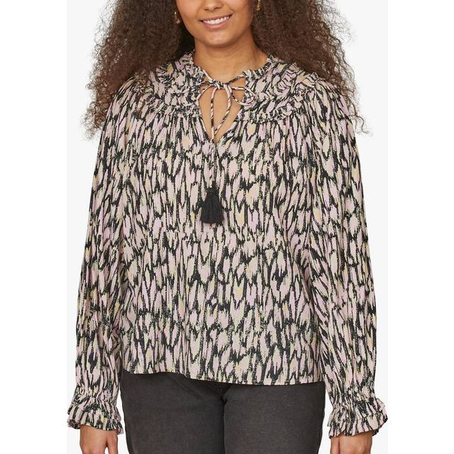 Sisters Point Ruffle Details V-Neck Shirt - Ethnic