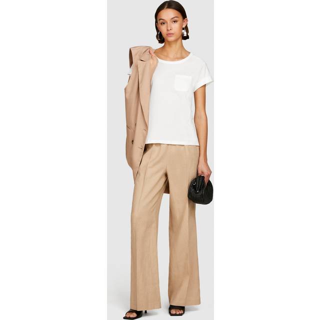 Sisley - White T-shirt With Pocket, Woman, White, Size: L