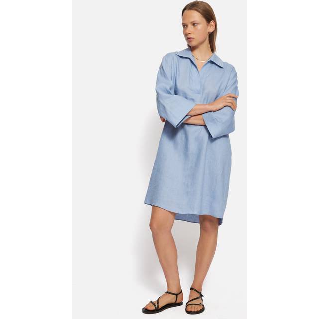 Linen Tunic Shirt Dress Blue