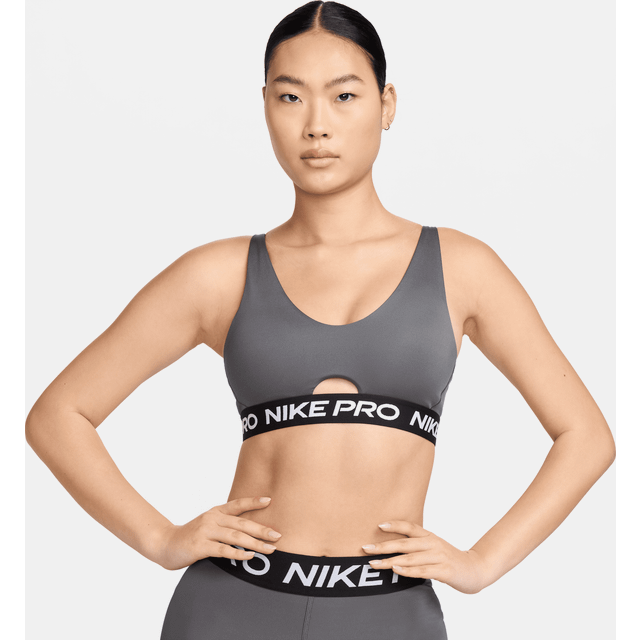 Nike Womens Pro Indy Plunge Sports Bra - Grey - Size XS