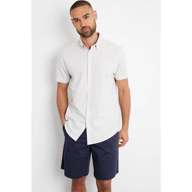 Oxford Cotton 'Inferno' Short Sleeve Shirt - White - M
