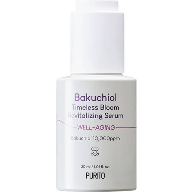 PURITO | Bakuchiol Timeless Bloom Conditioning Serum 30 ml/ 1,01 oz liq. Vegansk och grymhetsfri, parfymfri, säkra ingredienser, koreansk hudvård