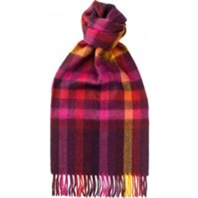 Herring Eildon Check Cashmere Scarf in Pink Cashmere - one size