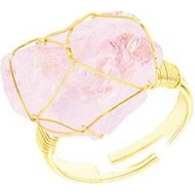 The Love Collection Raw Stone Wire Wrap Ring - Pink, Pink, Women