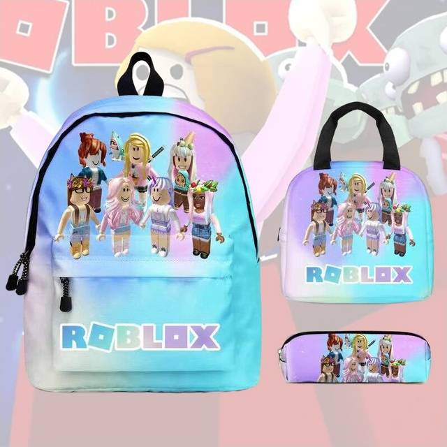 Rainbow Girls 3pcs Roblox Backpack Lunch Bag Pencil Students Schoolbag Case