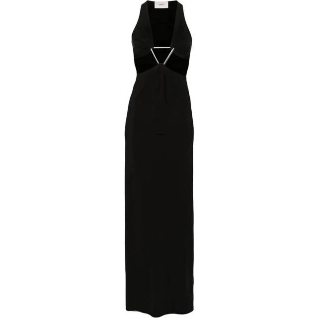 Coperni, Maxi Dresses, female, Black, S, Black Cut-out Dress with Appliqué Detail