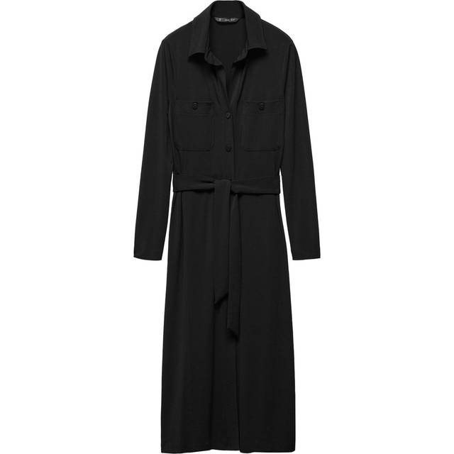 Black Belted Shirt Midi Dress (XS)