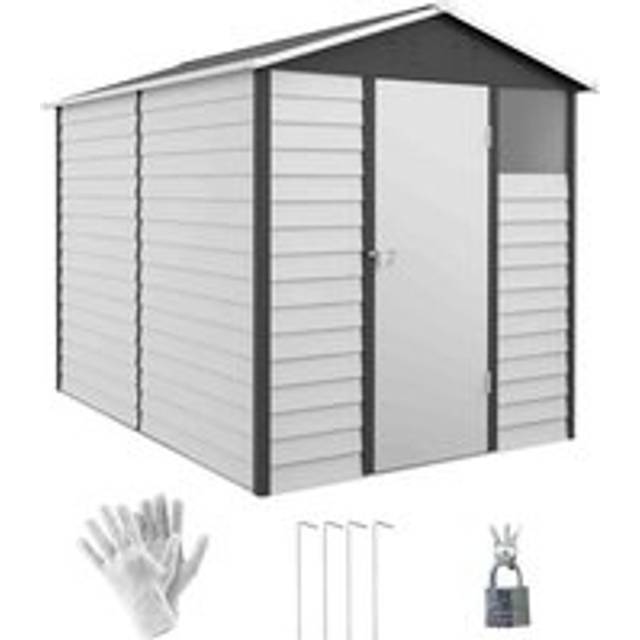 Outsunny 9'x6' Galvanised Metal Garden Shed Tool Storage Shed for Patio Grey