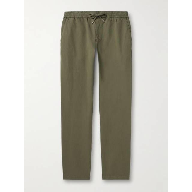 Mr P. - James Straight-Leg Cotton and Linen-Blend Twill Drawstring Trousers - Men - Green - 28
