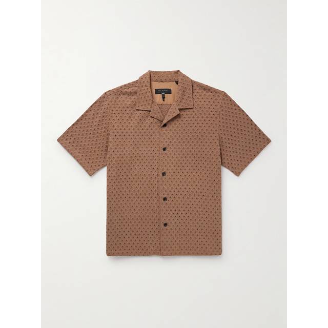 Rag & Bone - Avery Resort Camp-Collar Broderie Anglaise TENCEL™ Lyocell Shirt - Men - Brown - S