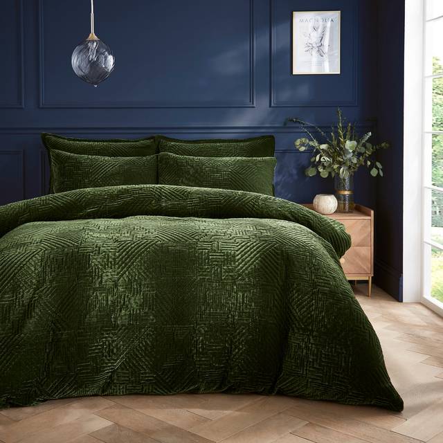 Haisley Geometric Duvet Cover and Pillowcase Set - Olive