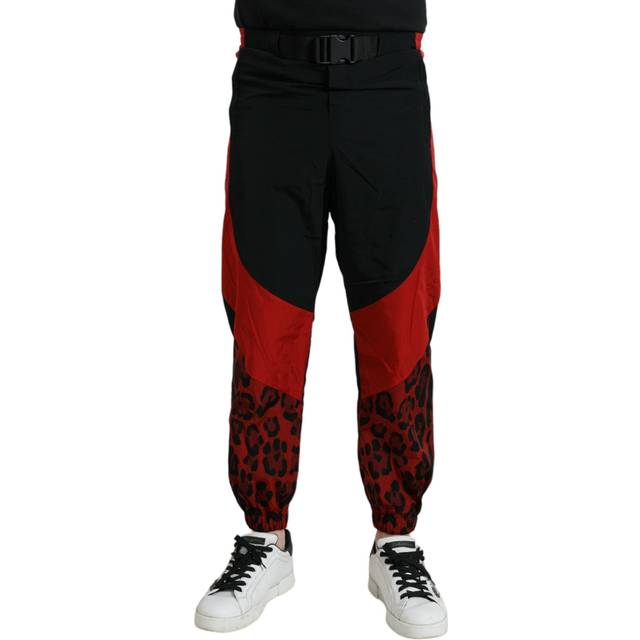 Black Red Leopard Jogger Sweatpants Pants - IT48 | M