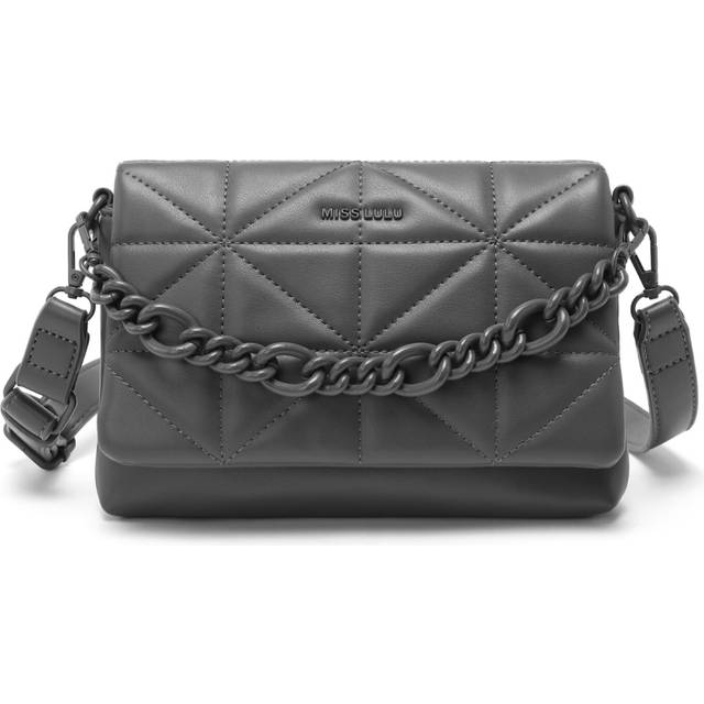 (Grey) Chic Quilted Shoulder Bag With Chain Strap