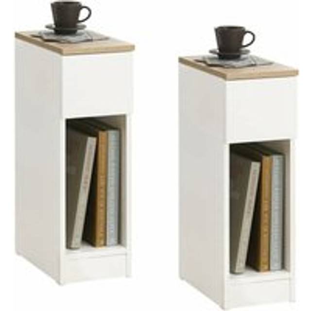 Sobuy - Set Of 2 Bedside Table Nightstand Side Table End Table Sofa Table With Drawer,FBT111-WNx2