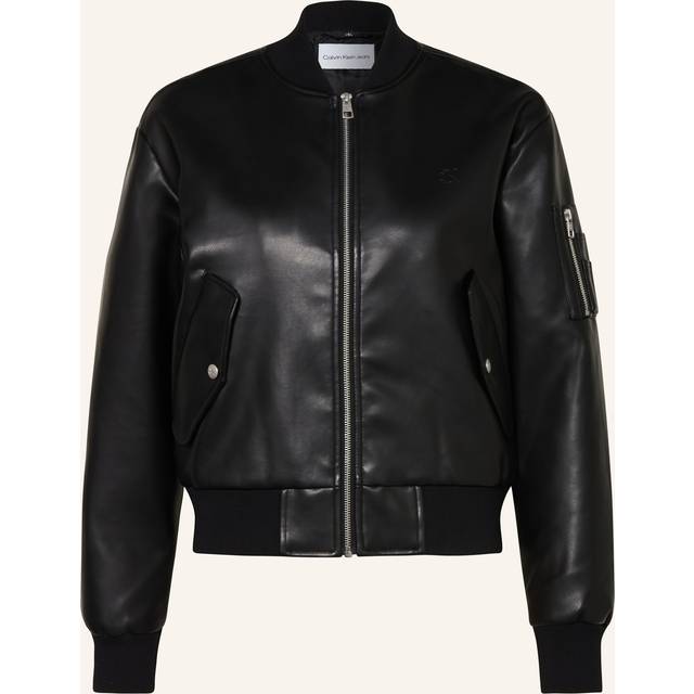 Jacket Calvin Klein Jeans Faux Leather Bomber Jacket Black S (S)