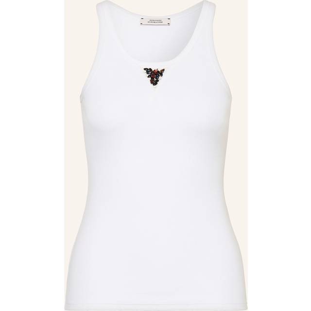 Dorothee Schumacher, Topp, Dam, M, Bomull, Utsmyckad Ribbstickad Tank Top - white (M)