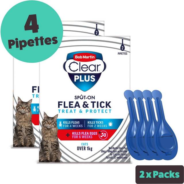 Bob Martin Clear Plus Spot-On Solution for Cats & Ferrets 2 Treatments