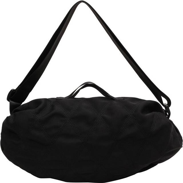 (Black) Cross Body Shoulder Bag Diamond Grid Embroidery Thread Large Capacity Casual