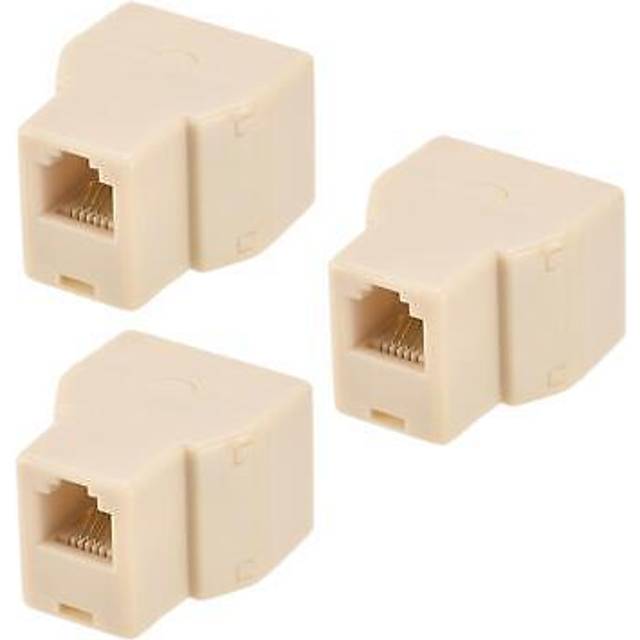 Phone jack splitter 6p4c 2 way socket adapter telephone line splitter 3 pack