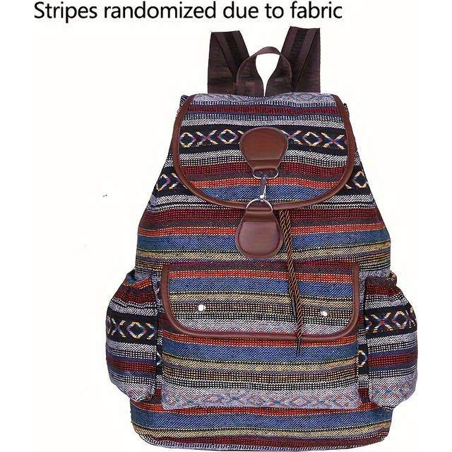 (Green) Vintage Drawstring Travel Backpack, Fashion Multi-pocket Casual Knapsack