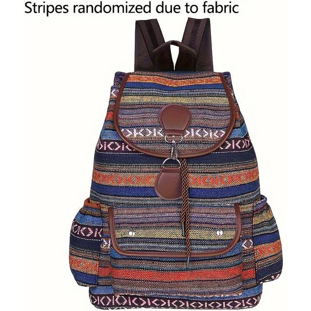 (Yellow) Vintage Drawstring Travel Backpack, Fashion Multi-pocket Casual Knapsack