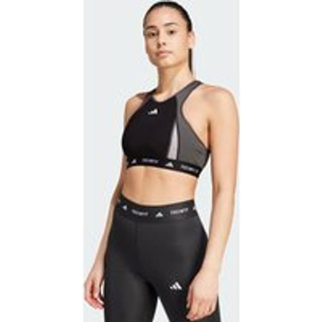 TECHFIT Medium-Support High-Neck Colorblock Bra - Black - XL (A-B)