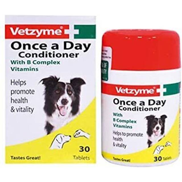 Vetzyme once a day conditioning tablets for dogs with b complex vitamins helps