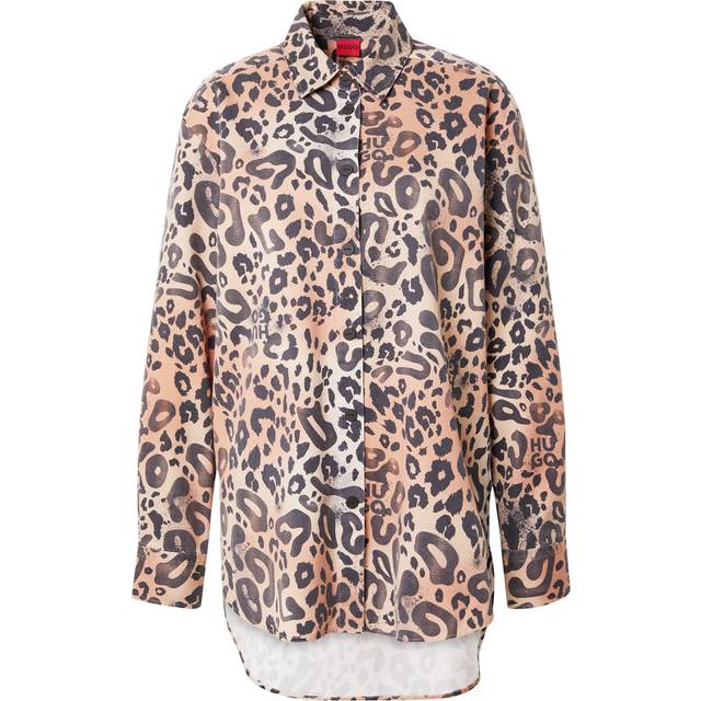 Hugo Boss, Shirts, female, Multicolor, XS, Leopard Print Boyfriend Shirt